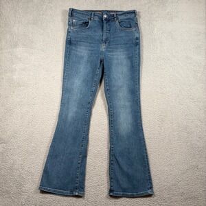 Pilcro Anthropologie High Rise Flare Jeans Blue Denim Womens Size 30